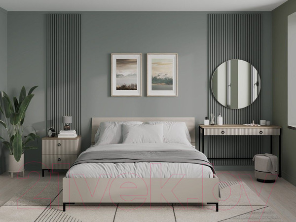 Изображение товара Прикроватная тумба Black Red White Domenica KOM2S (глиняный серый/дуб сильвержек ореховый)