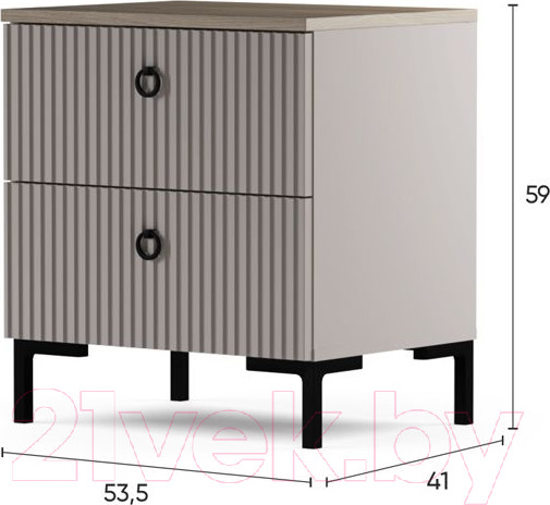 Изображение товара Прикроватная тумба Black Red White Domenica KOM2S (глиняный серый/дуб сильвержек ореховый)