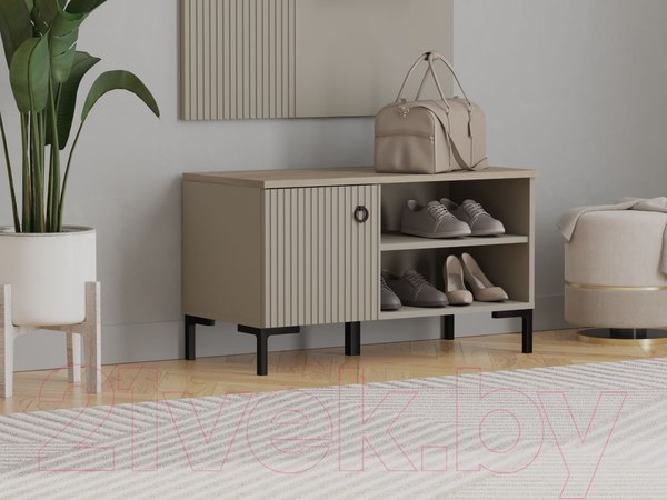 Изображение товара Тумба в прихожую Black Red White Domenica KOM1D (глиняный серый/дуб сильвержек ореховый)
