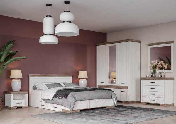 Изображение товара Прикроватная тумба Black Red White Marselle KOM1S (ясень снежный/дуб сонома темный)