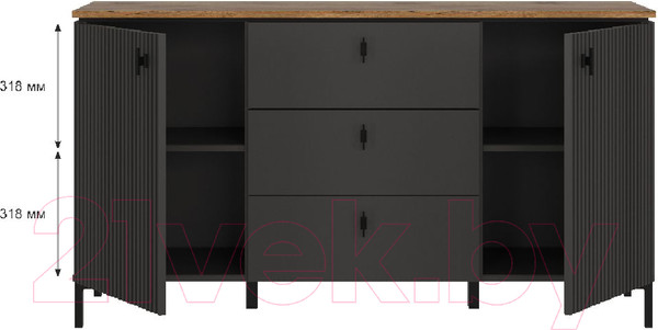 Изображение товара Тумба Black Red White San Gimignano KOM2D3S (антрацитовый/дуб нокс)
