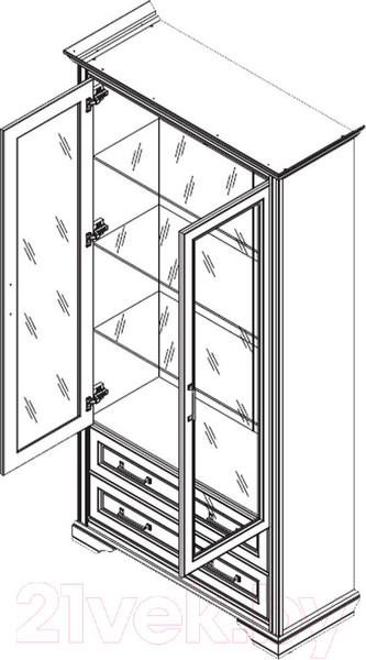 Изображение товара Шкаф с витриной Black Red White Stylius B169-REG2W2S (лиственница сибирская)