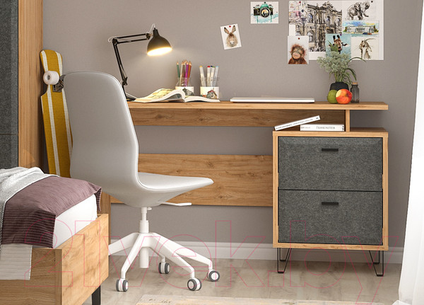 Изображение товара Письменный стол Black Red White Grace BIU2S (дуб наварра/графит)