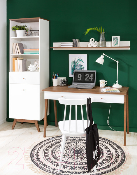 Изображение товара Письменный стол Black Red White Heda BIU2S (белый/лиственница сибирская золотая)