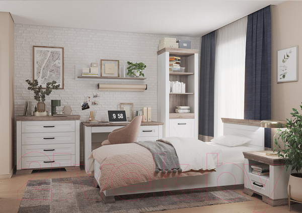 Изображение товара Письменный стол Black Red White Marselle BIU130 (ясень снежный/дуб сонома темный)