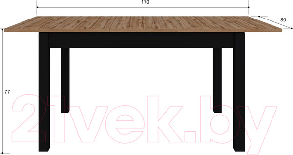 Изображение товара Обеденный стол Black Red White Loft STO130/170 (дуб вотан/черный)