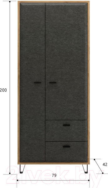 Изображение товара Шкаф Black Red White Grace SZF2D2S (дуб наварра/графит)