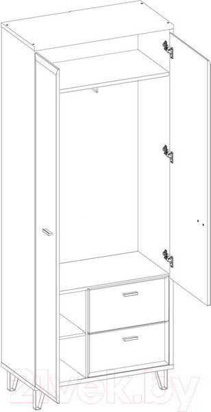 Изображение товара Шкаф Black Red White Grace SZF2D2S (дуб наварра/графит)