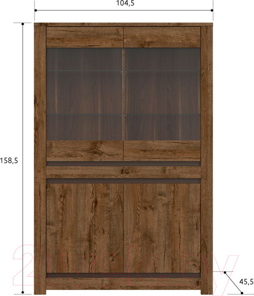 Изображение товара Шкаф с витриной Black Red White Kada S404-REG2W2D (дуб April)