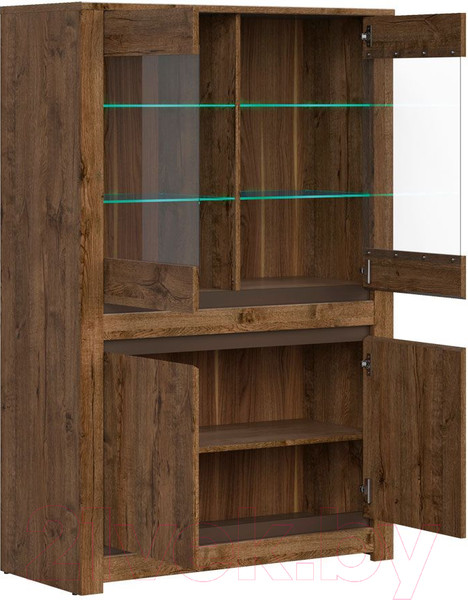 Изображение товара Шкаф с витриной Black Red White Kada S404-REG2W2D с подсветкой (дуб April)