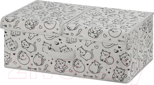 Изображение товара Коробка для хранения El Casa Котик черный на сером / 490348