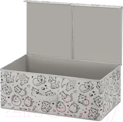 Изображение товара Коробка для хранения El Casa Котик черный на сером / 490348