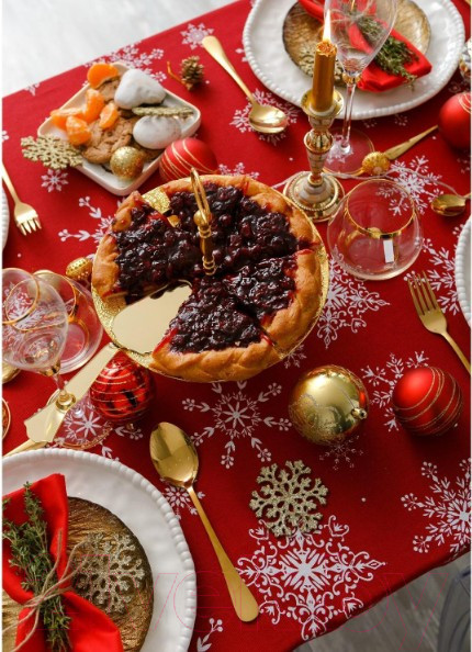 Изображение товара Скатерть Доляна Белые снежинки / 4478733