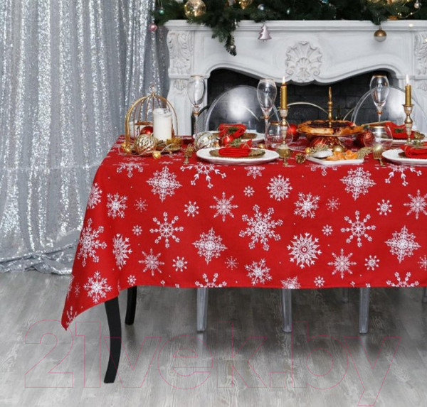 Изображение товара Скатерть Доляна Белые снежинки / 4478733