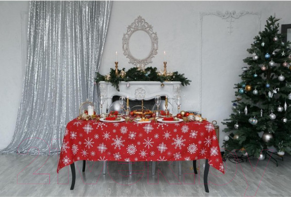 Изображение товара Скатерть Доляна Белые снежинки 149x220 / 4478731