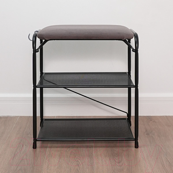 Изображение товара Полка для обуви ЗМИ Гранада 13 НБК с сиденьем / ПДОГ13СНБК (черный/ткань нубук)