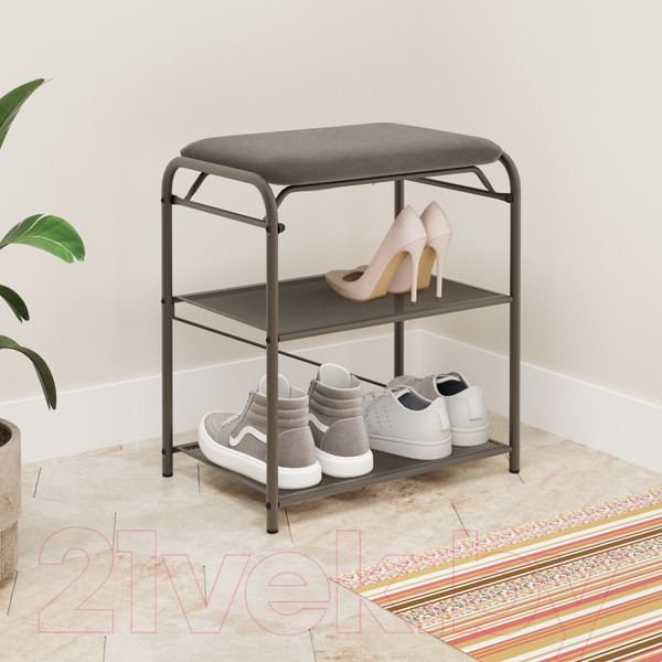 Изображение товара Полка для обуви ЗМИ Гранада 13 НБК с сиденьем / ПДОГ13СНБК (графит/ткань нубук)