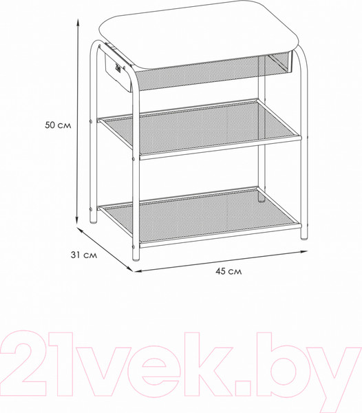 Изображение товара Полка для обуви ЗМИ Гранада 13В НБК с сиденьем и ящиком / ПДОГ13ВНБК (графит/ткань нубук)