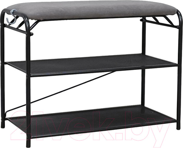Изображение товара Полка для обуви ЗМИ Гранада 23 НБК с сиденьем / ПДОГ23СНБК (черный/ткань нубук)