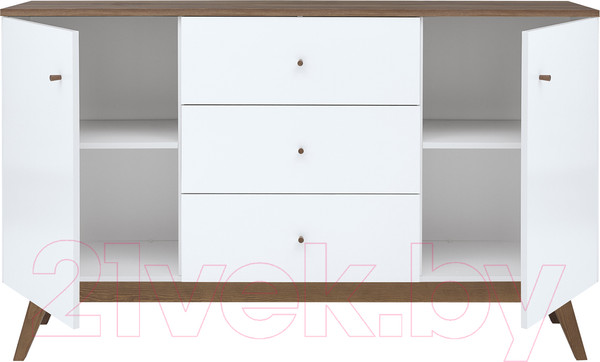 Изображение товара Тумба Black Red White Heda KOM2D3S (белый/лиственница сибирская золотая)