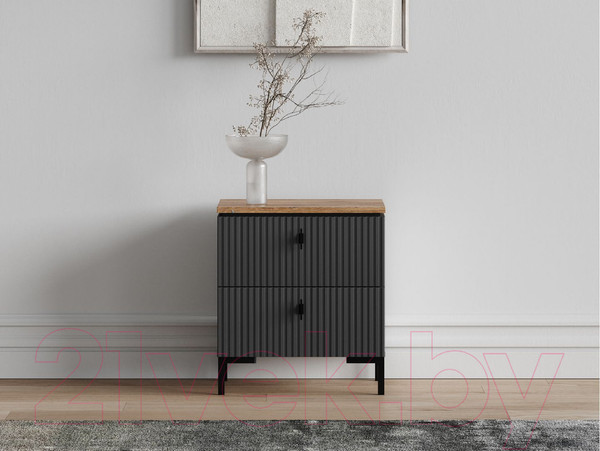 Изображение товара Прикроватная тумба Black Red White San Gimignano KOM2S (антрацитовый/дуб нокс)