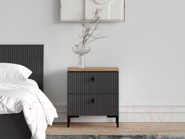 Изображение товара Прикроватная тумба Black Red White San Gimignano KOM2S (антрацитовый/дуб нокс)