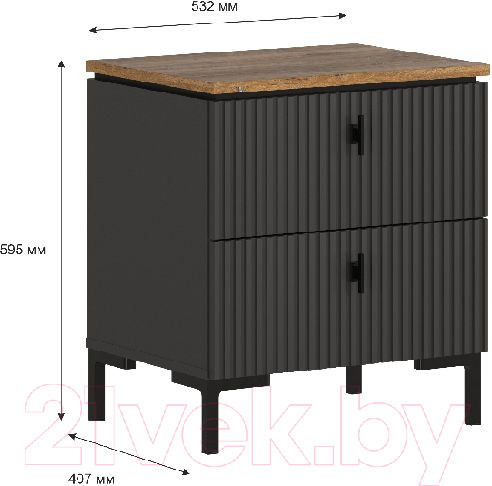 Изображение товара Прикроватная тумба Black Red White San Gimignano KOM2S (антрацитовый/дуб нокс)