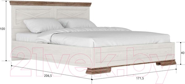 Изображение товара Двуспальная кровать Black Red White Marselle LOZ160x200 с подъемным механизмом (ясень снежный/дуб сонома темный)