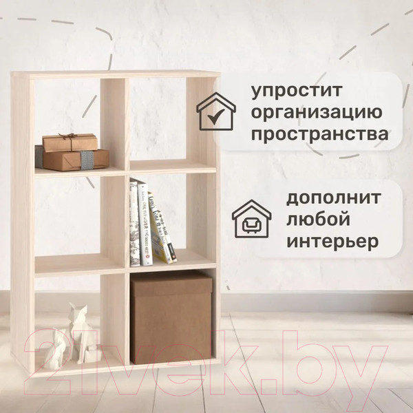 Изображение товара Стеллаж Seven Dreams 6 секций / brick-6 (дуб сонома)