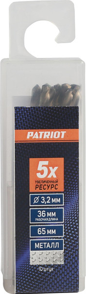 Изображение товара Набор сверл PATRIOT по металлу 3.2мм / 815010027 (10шт)