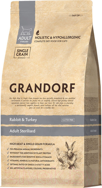 Изображение товара Сухой корм для кошек Grandorf Cat Rabbit & Turkey Sterilised (8кг)