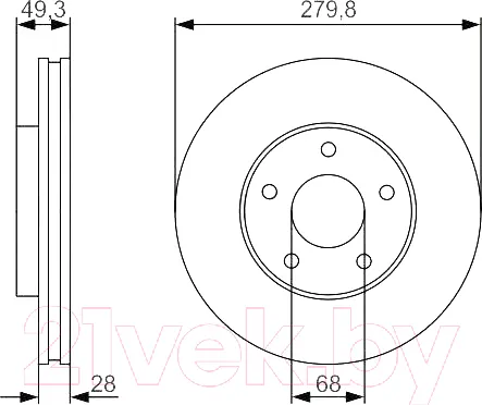 Изображение товара Тормозной диск Bosch 0986479R90