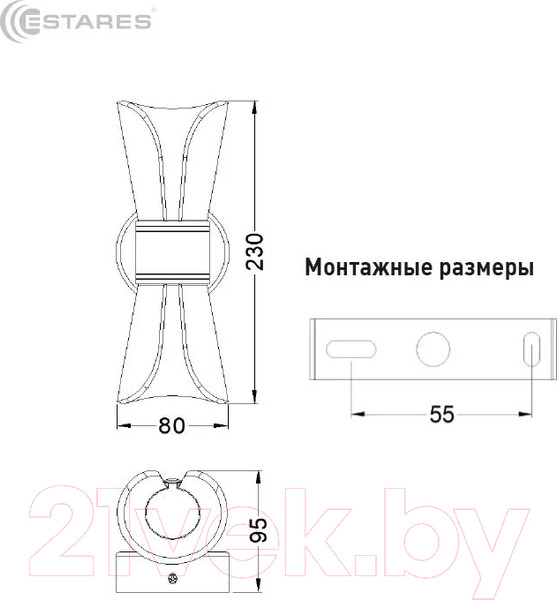 Изображение товара Бра Estares Dio 12W 2Y-ON/OFF-230x80x85-GOLD/CLEAR-220-IP20
