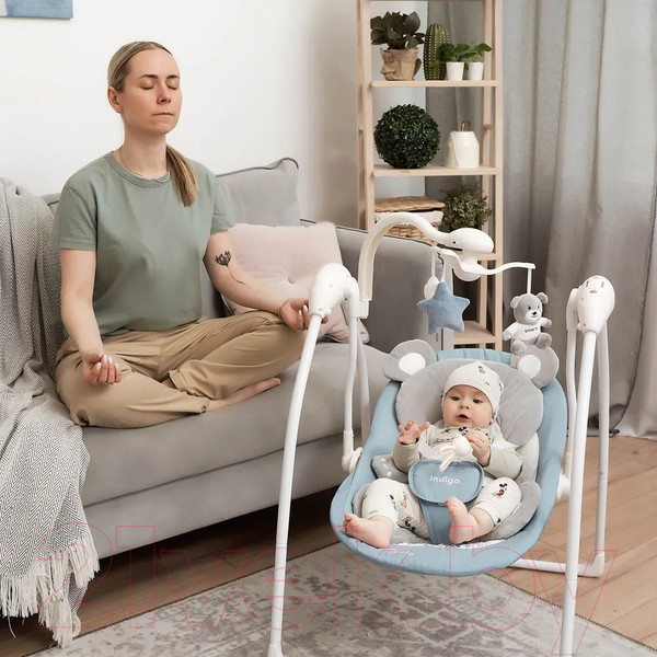 Изображение товара Качели для новорожденных INDIGO Teddy (синий)