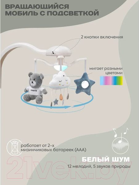 Изображение товара Качели для новорожденных INDIGO Teddy (синий)