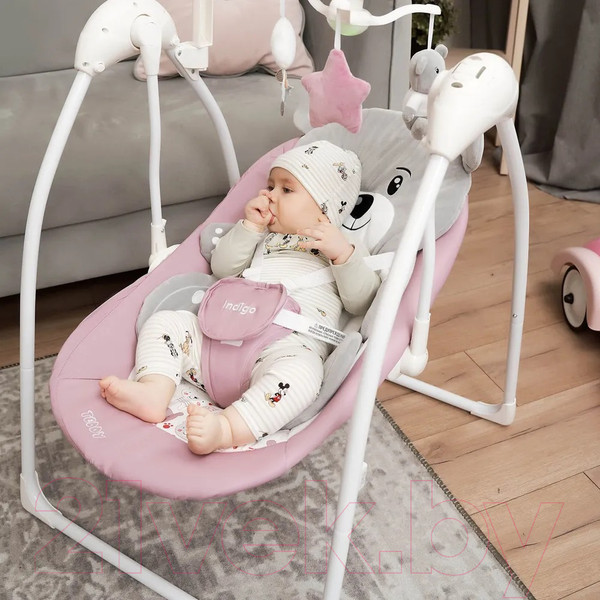 Изображение товара Качели для новорожденных INDIGO Teddy (розовый)