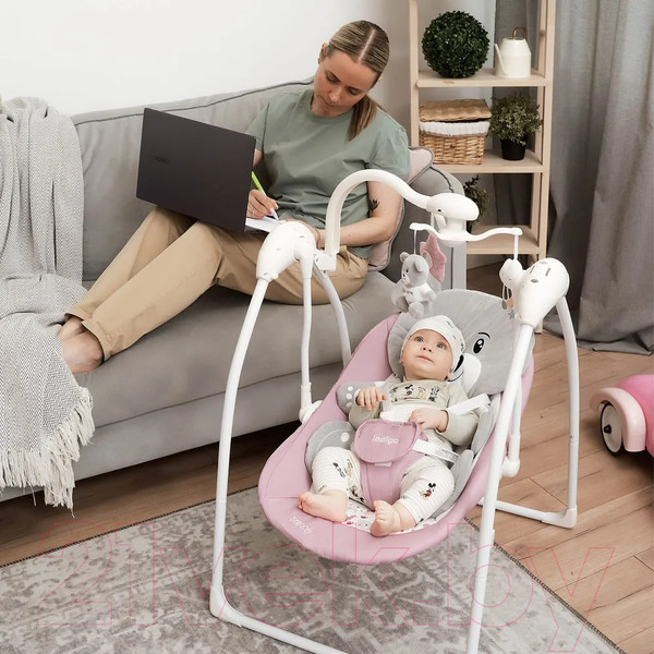 Изображение товара Качели для новорожденных INDIGO Teddy (розовый)