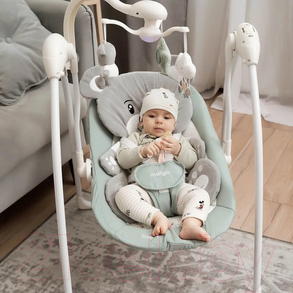 Изображение товара Качели для новорожденных INDIGO Teddy (зеленый)
