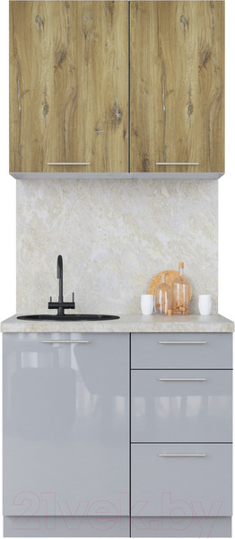 Изображение товара Кухонный гарнитур Интерлиния Мила Пластик 0.9 А (дуб эпоксид/туманный глянец/опал светлый)
