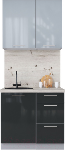 Изображение товара Кухонный гарнитур Интерлиния Мила Пластик 0.9 А (туманный глянец/антрацит/бискайская сосна)