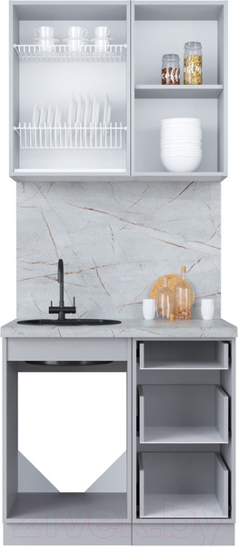 Изображение товара Кухонный гарнитур Интерлиния Мила Пластик 0.9 А (туманный глянец/черный/дуб бунратти)