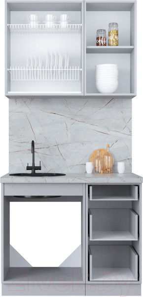 Изображение товара Кухонный гарнитур Интерлиния Мила Пластик 1.0 А (туманный глянец/антрацит/бискайская сосна)