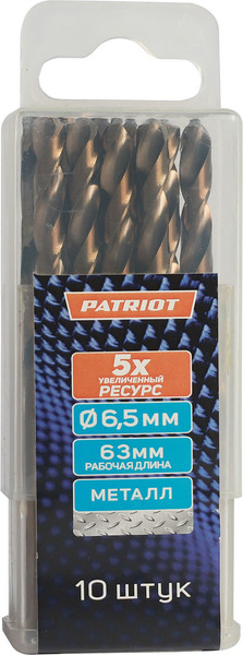 Изображение товара Набор сверл PATRIOT по металлу 6.5мм / 815010035 (10шт)