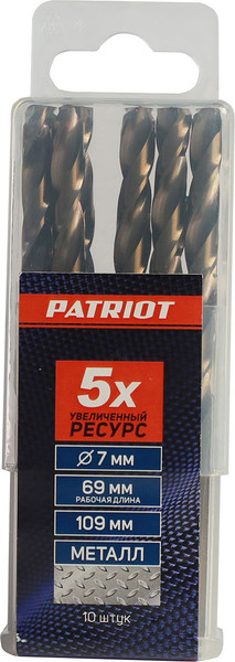 Изображение товара Набор сверл PATRIOT по металлу 7.0мм / 815010036 (10шт)