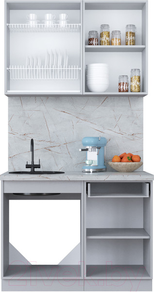 Изображение товара Кухонный гарнитур Интерлиния Мила Пластик 1.1 А (дуб эпоксид/туманный глянец/опал светлый)