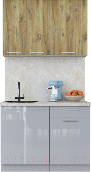 Изображение товара Кухонный гарнитур Интерлиния Мила Пластик 1.1 А (дуб эпоксид/туманный глянец/опал светлый)