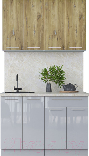 Изображение товара Кухонный гарнитур Интерлиния Мила Пластик 1.2 А (дуб эпоксид/туманный глянец/опал светлый)