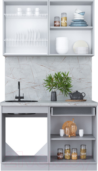 Изображение товара Кухонный гарнитур Интерлиния Мила Пластик 1.2 А (туманный глянец/черный/дуб бунратти)