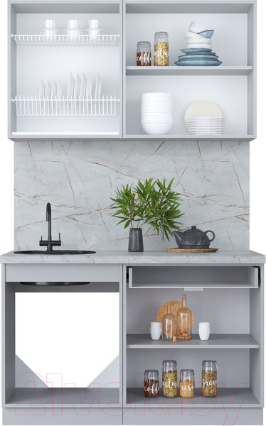 Изображение товара Кухонный гарнитур Интерлиния Мила Пластик 1.3 А (дуб эпоксид/туманный глянец/опал светлый)