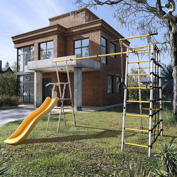 Изображение товара Игровой комплекс Romana Богатырь Плюс 2 / 103.12.06 (без качелей, серый/желтый)